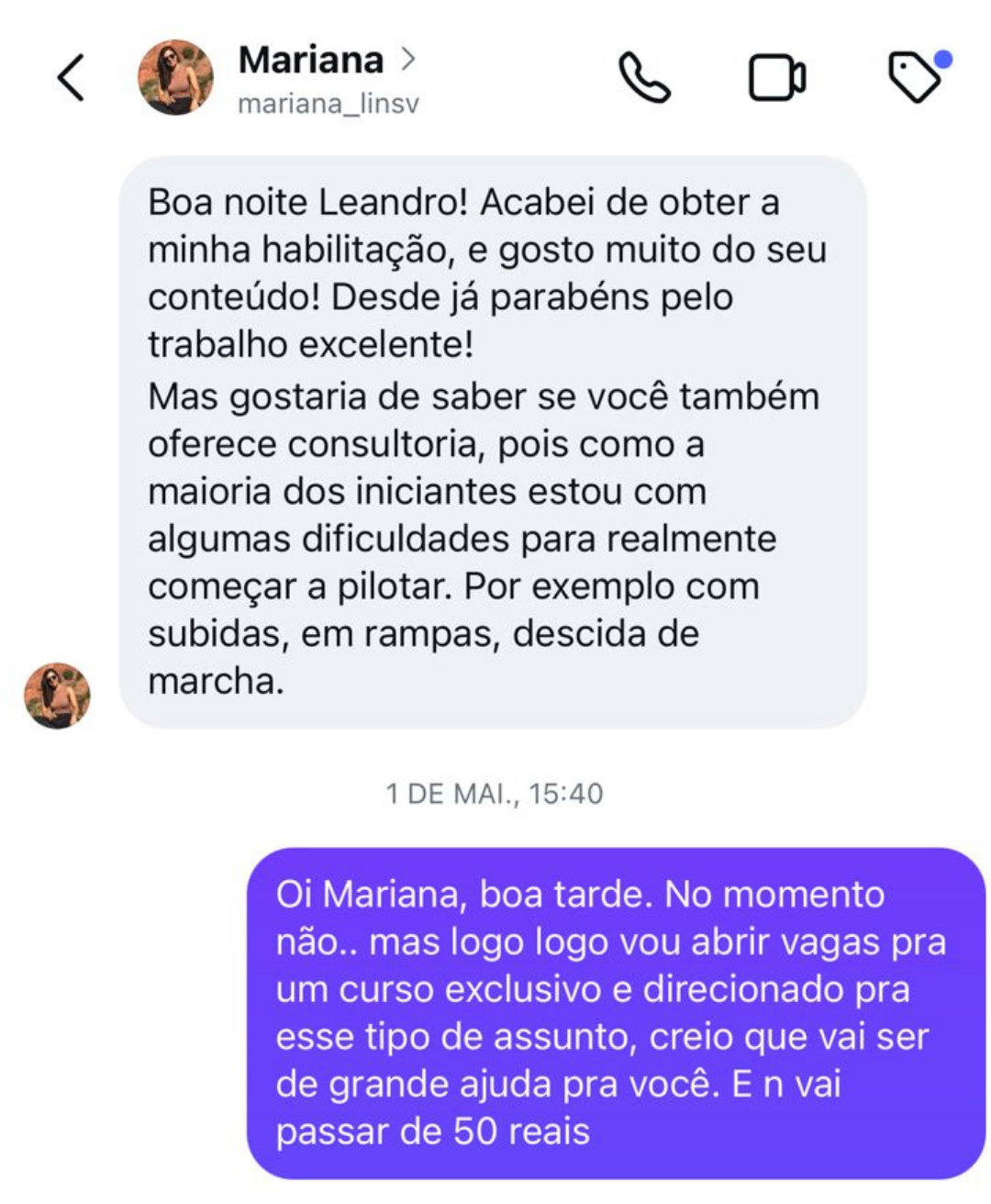 Comentário de aluno